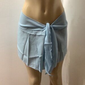 Lago Mar Light Blue Ruffle Lettuce Trim Sarong NWT Made in USA